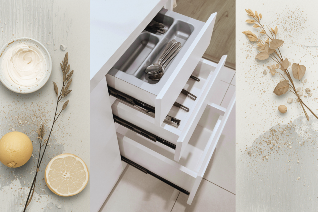 organizing kitchen drawer with utensils