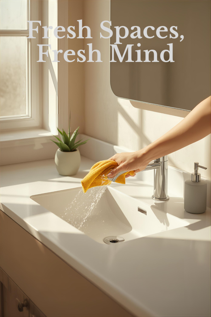 bathroom cleaning checklist routine wiping sink